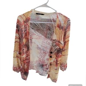 Nic + Zoe Linen Blend Open Knit Cardigan PM